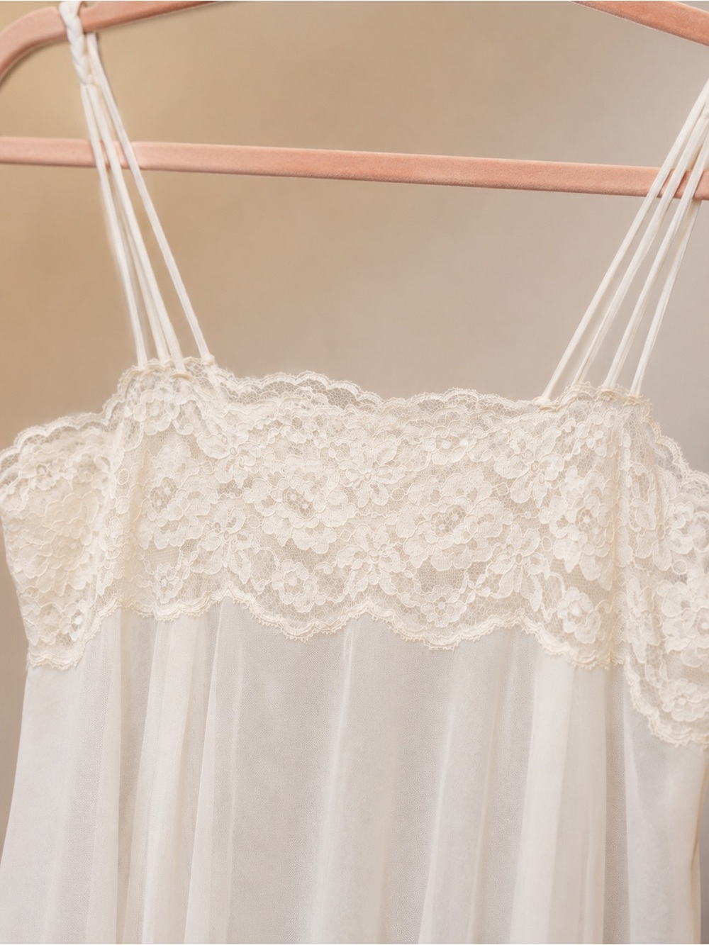 Miss Elaine Vintage White Sheer Lace Full-Length Nightgown Size S/M 6-8 - Picture 2 of 4